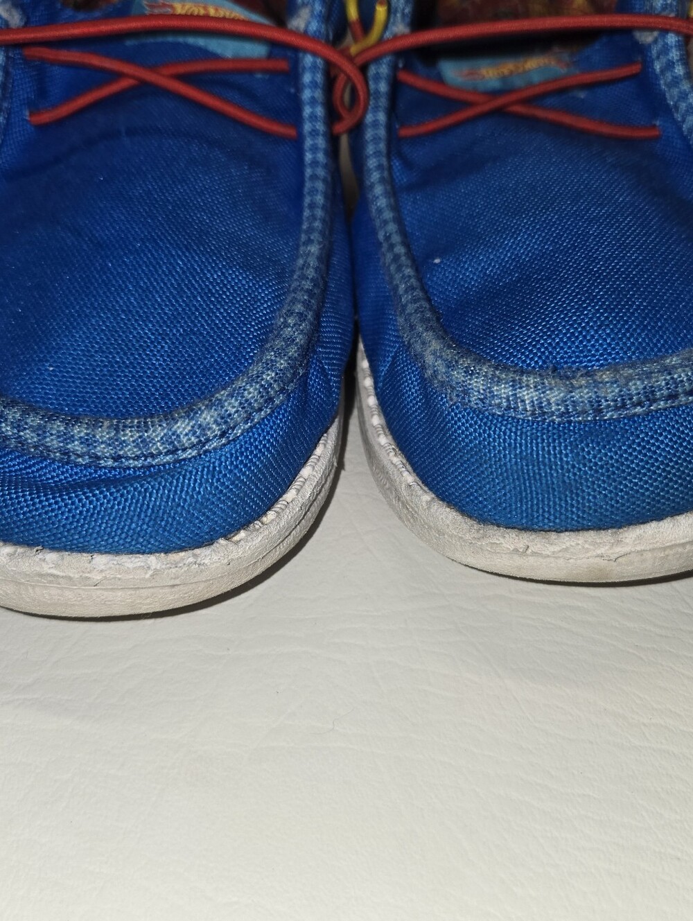 Hey Dude Wally Hot Wheels  Kids US J6 Blue Canvas Slip On Shoes - Picture 2 of 6